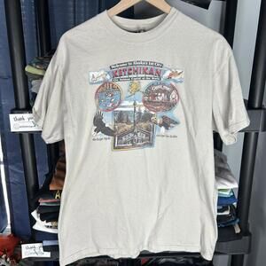 vintage 90s tan alaska eagle graphic tee large